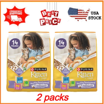 CAT CHOW Purina Kitten ChowHealthy Development, Indoor Dry Kitten Food, Chicken, 14 lb