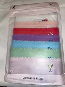 Victoria Secret 7 PACK Hipster Bikini Panty Lot L Cotton Days of Week Martini - Picture 1 of 16