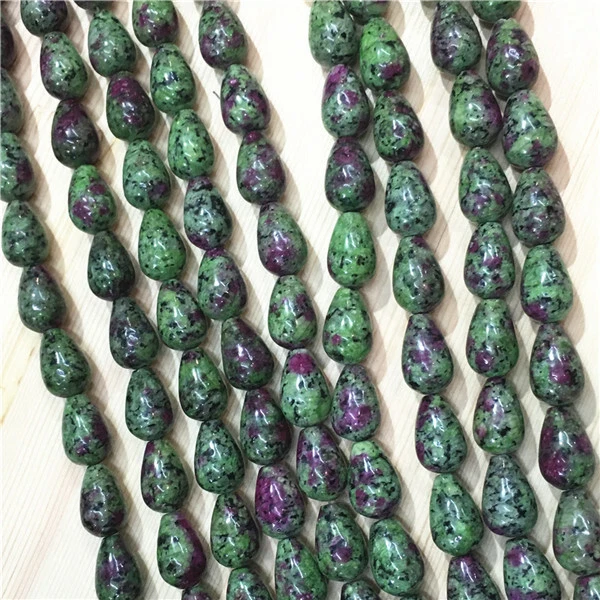 1 Strand/28Pcs 14x10mm Green Crazy Lace Agate Teardrop Loose Beads 15.5" EE2652 - Image 1 of 1