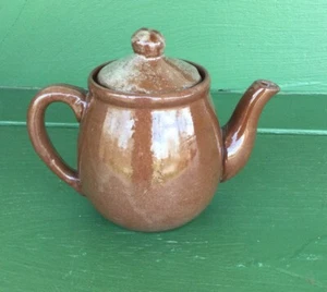 Vintage Small pottery brown teapot redware farmhouse decor cottage core NICE! - Picture 1 of 8
