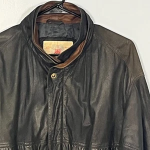 Borgo Antico Giacca Pelle Uomo 48 Nero Doppio Collo Zip e Snap Cappotto Italia - Foto 1 di 7
