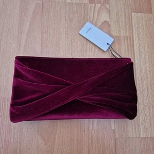 REISS Beau Velvet Crossbody Clutch Bag, Burgundy, With Tags + Dust Bag ,RRP:£148 - Picture 1 of 13