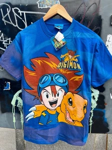 Camicia Digimon Vintage 1999 Anni 90 Anime Cartone Animato RARA Pokemon Yugioh Gioventù Grande - Foto 1 di 3