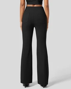 Halara Flex NEW High Waisted Backside Pockets Slight Flare Work Pants Black L - Picture 1 of 15