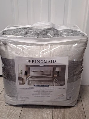 NEW Springmaid King Size Luxury Jaquard 3-Piece Comforter Set. Grey Color - Image 1 of 4