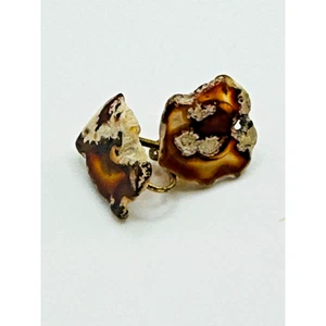 Vintage Condor Natural Agate Earrings Screwback Rare - Picture 1 of 5