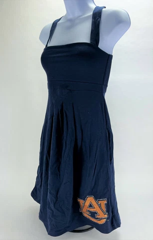 Auburn NCAA Women's Pleated Dress with Pockets and Logo, Navy - New Cover
