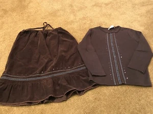 Bonpoint Sz 4T Corduroy Skirt and Long Sleeve Top Brown VGUC - Picture 1 of 6