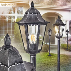 Lanterna classica cortile giardino sentieri lampada nero/argento esterno illuminazione da terra - Foto 1 di 3