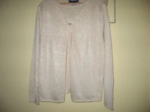 talla L (grande) ¡EXCELENTE ESTADO USADO! Cárdigan/top Sparkley Gold Sag Harbor petite LS look 2 piezas - Imagen 1 de 4