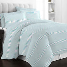 Blue Cascade Stripe Duvet Cover King Size Cotton 400 Thread Count 100% Long Stap