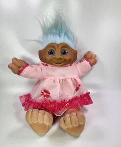 Muñeca vintage 1991 ACE novedad Treasure Troll joya azul ombligo 12" - Imagen 1 de 15