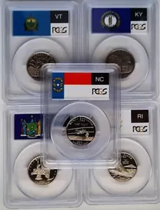 2001-S Clad Proof State Quarter Set ( 5 Coins) PCGS PR69 DCAM-State Flag - Picture 1 of 11