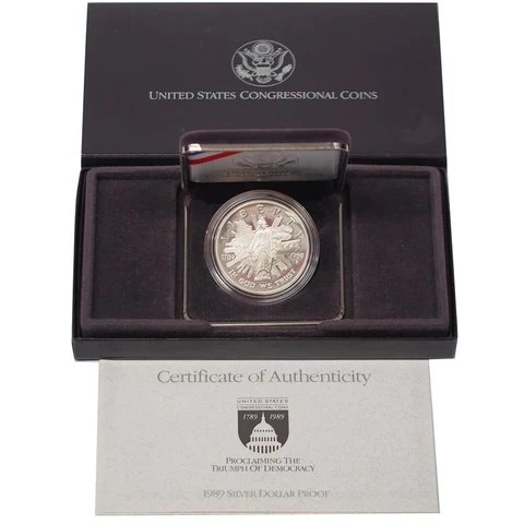 1989 S Congressional Proof Commemorative Silver Dollar Coin ~ OGP  / COA Cover