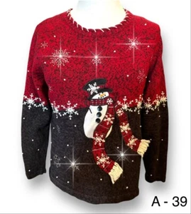 Mandal Bay Ugly Christmas Sweater Ski  Rhinestone Blizzard Snowflakes Sz XL - Picture 1 of 10