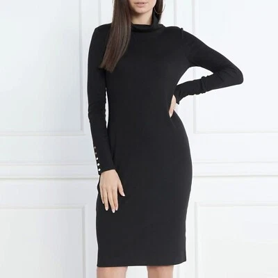 LRL RALPH LAUREN Black Label Midi Dress Roll-Neck Fine Rib Stretch 18W XL-2XL - Image 1 of 4