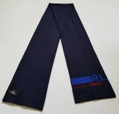 Polo Jeans Ralph Lauren Bufanda Adulto Talla Única Azul Rojo Logo RL Tejido Elastizado Envoltura Foto 1 de 4