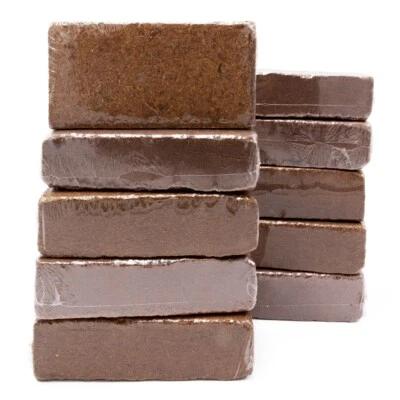 TERRA-DISCOUNT 10x ca. 650g feine Humusziegel , Kokoserde , Quellerde , Kokosziegel