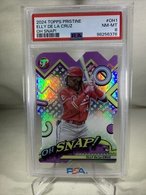 PSA 8 RC 2024 Topps Pristine Elly De La Cruz Oh Snap! Reds Rookie OH-1 - Imagem 1 de 2