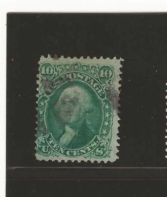 US Scott #96 used 10c yellow green Washington 1868 "F" grill, lightly canceled - Image 1 of 2
