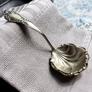 Vintage Sterling Silver Rose Floral Pattern 5" Small Cream Sauce Ladle Gravy - Picture 1 of 9