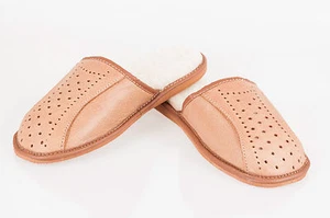 Men`s 100% Leather & Sheep wool warmed slippers hand made size:6,7,8,9,10,11,12 - Picture 1 of 10