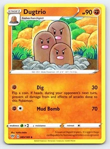 Tarjeta Pokémon Dugtrio 085/189 Oscuridad Poco Común En Llama - Casi Nueva - Imagen 1 de 5