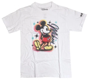 Neff Disney Mickey Mouse Airbrush Kunst Herren weiß T-Shirt Neu - Bild 1 von 2