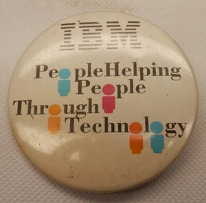 Computadoras IBM de colección "People Helping People" Pin Back botón promocional 3" diámetro - Imagen 1 de 2