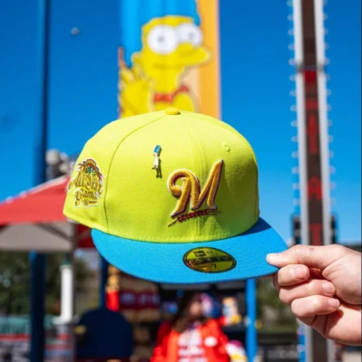 New Era Milwaukee Brewers Simpsons Pack 59FIFTY Hat 02 ASG Side Patch Size 7 3/8 - Image 1 of 4
