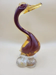 MCM Murano art glass Italy Red yellow duck goose Swan Figurine sticker 9" Glows - Picture 1 of 12