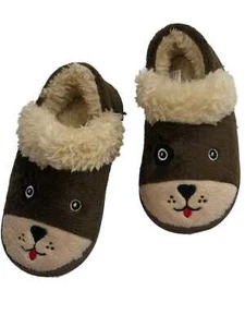 Scarpe da casa mocassino stile mocassino pantofole cane cucciolo marrone bambino ragazzo - Foto 1 di 1