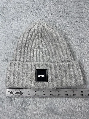 Levi's Beanie Toque Adulto Talla Única Gris Tejido Bordado Lana Poli Mezcla Esquí Foto 1 de 4