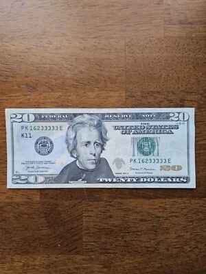 Rare 5# Super Repeater 33333 $20 Dollar Bill with 5 33333’s To End Sequence  - Image 1 of 2