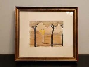 YSASI SIGNED ORIGINAL RICARDO ISASI OLASCOAGA VINTAGE GOLF WATERCOLOR PAINTING - Picture 1 of 24