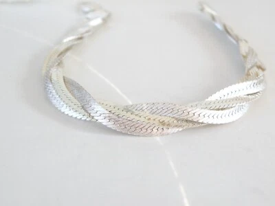 Pulsera de cadena de eslabones trenzados de plata de ley 925 Milor Italia 7,75" Foto 1 de 4