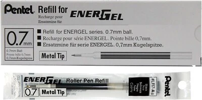 Pentel Refill Ink for EnerGel Liquid Gel Pen, 0.7mm, Black Ink, Box of 12