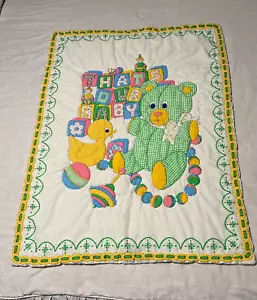 Vintage Hand Stitching Baby Quilt 30"/39" That's Our baby - Picture 1 of 2