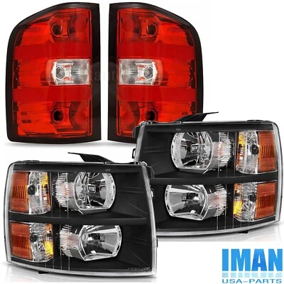 Black Housing Assembly Headlights With Taillight For Chevy Silverado 2008-2013 - Image 1 of 4