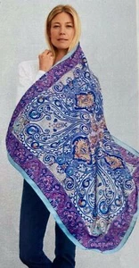 J. Jill ~ NEW Very Beautiful Silk Blend Paisley Square Scarf ~ Berry Print ~ NWT - Picture 1 of 8