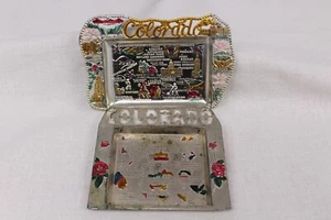 Lot of 2 Vtg Colorado State Souvenir Ashtrays Trinket Dishes Metal Japan Thrifco - Picture 1 of 7