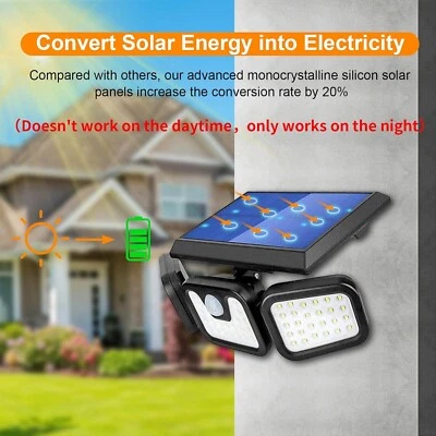 2 Pack 74 LED Solar Security Lights PIR Motion Sensor 270° Adjustable Waterproof - Image 1 of 4