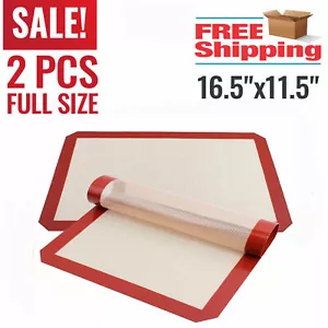 2 Pack Large Silicone Baking Mat  Oven Non Stick Cookie Tray Heat Resistant - Picture 1 of 12