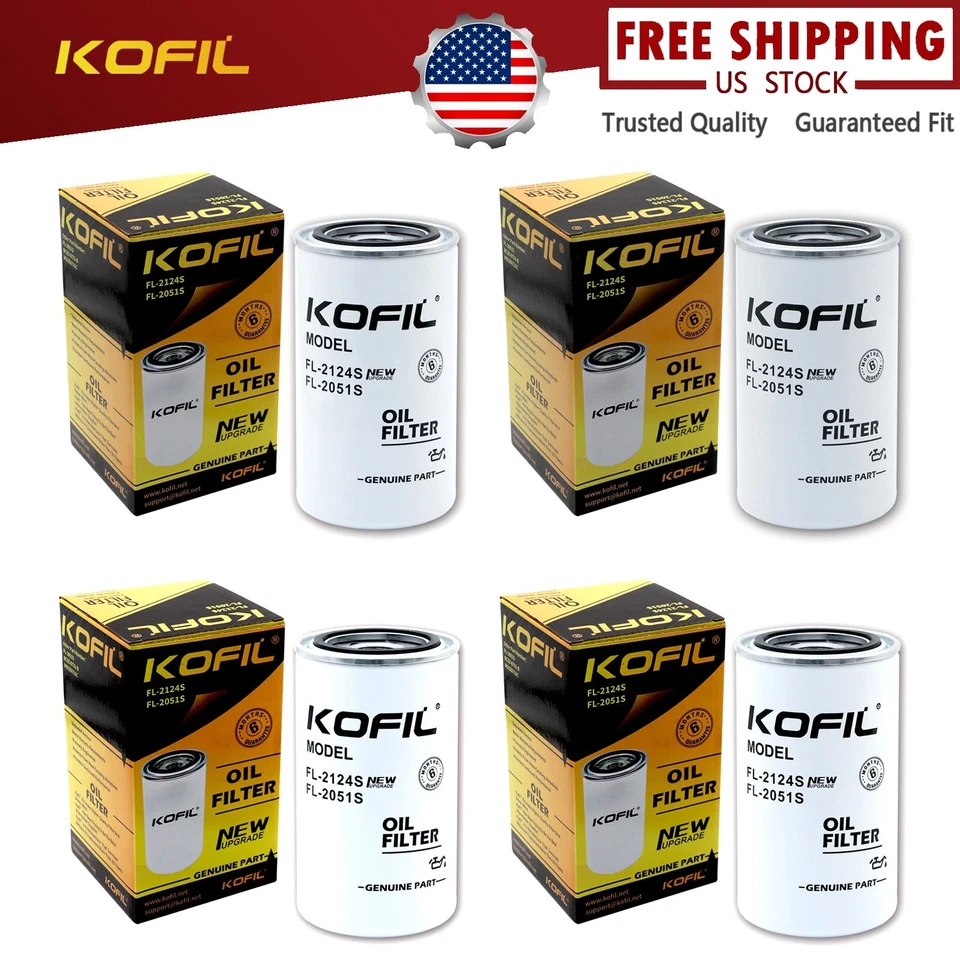 4/Pack-Oil Filters FL2051S FL2124S for Ford F250 F350 F450 F550 F650 F750 6.7L Foto 1 de 4