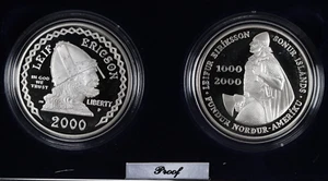 2000 Leif Ericson Millennium Proof Two-Coin Commemorative Set w/ Box & COA - Picture 1 of 4