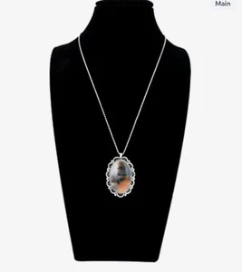Montana Moss Agate 925 Sterling Silver Pendant Necklace 30" - Picture 1 of 8
