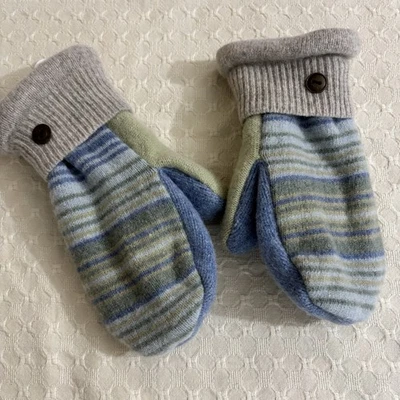 Acogedores Mitones de Lana Forrados de Vellón Suéteres Reciclados Fair Isle Botón Boho Foto 1 de 4