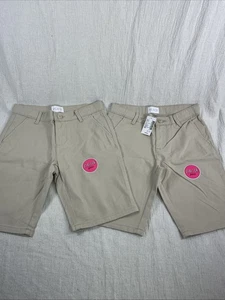 The Children's Place Girls School Uniform Stretch Chino Shorts 2 Pack Sz 10 Tan - Picture 1 of 8