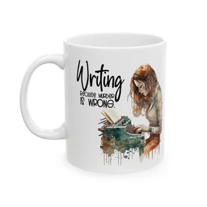 Writer Typewriter Ceramic Mug, Coffee Cup for Writers, Vintage Illustration - Picture 1 of 9