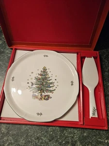 Nikko Christmastime Hostess Serving Plate 11" w/ Server - Christmas Tree Design - Picture 1 of 8